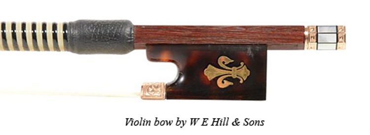 Frog view of violin bow by W E Hill & Sons