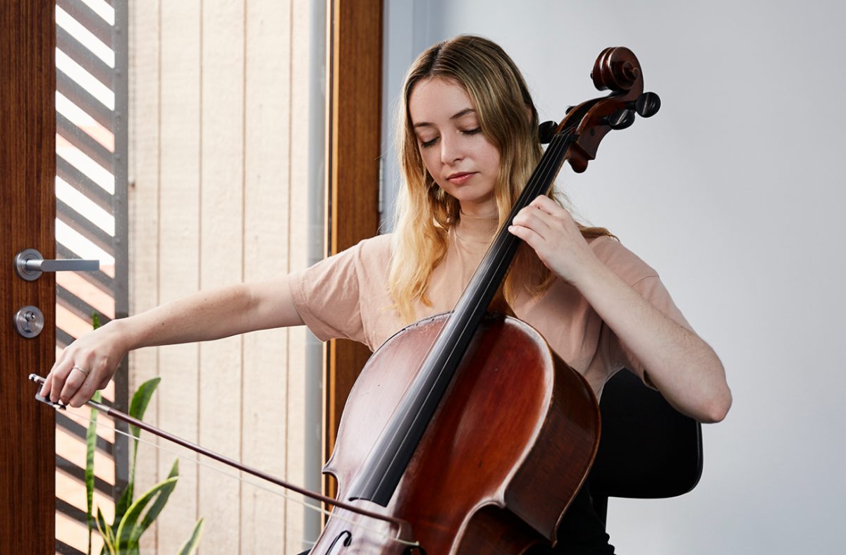 Musician playing the cello