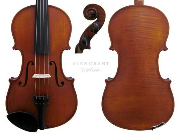 Image of Gliga III violin showing front, back and scroll