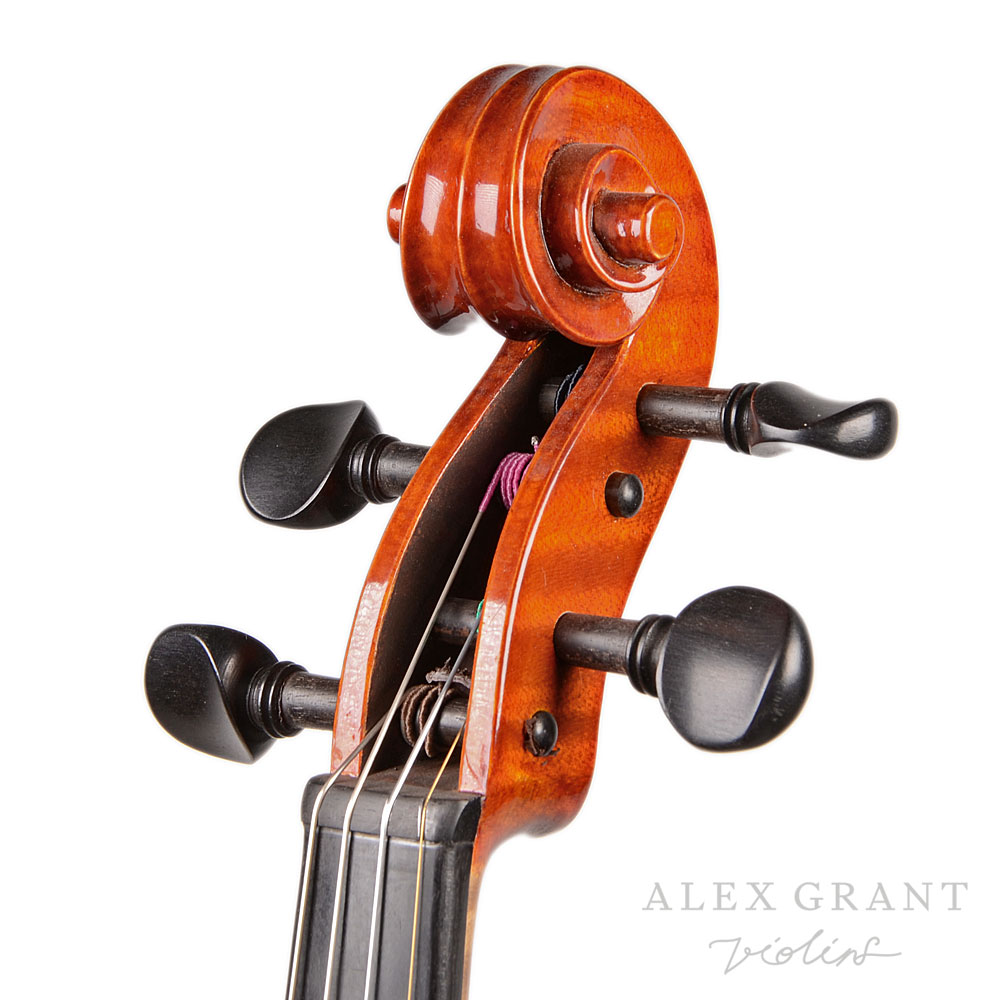Angled View of Scroll of Paul Agar Violin 2015
