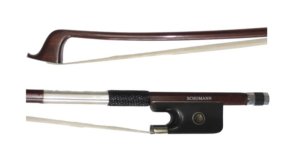 Image of a Schumann Carbon Fibre cello bow in a pernambuco wood look