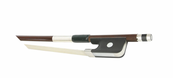 Image of a Brazilwood Knoll Cello bow, Nickel mounted with Silver lapping