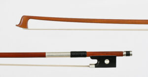 Image of pernambuco violin bow, frog and tip