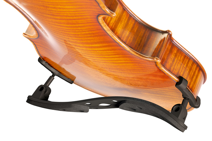Pirastro KorfkerRest Luna Shoulder Rest for Violin. Here fitted to the back of a 4/4 instrument.