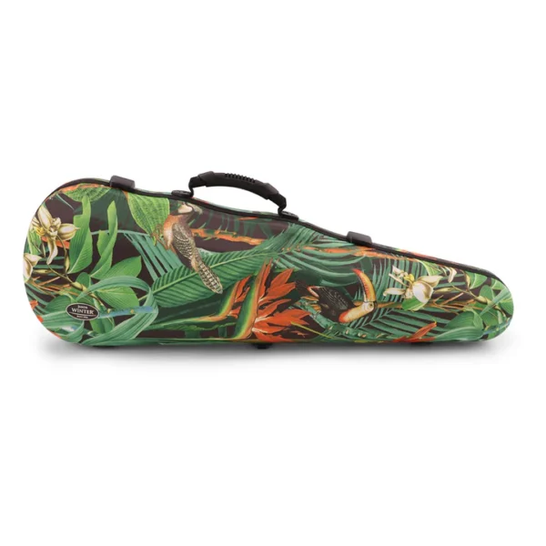 Jakob Winter Greenline Violin case in Jungle pattern show in side view