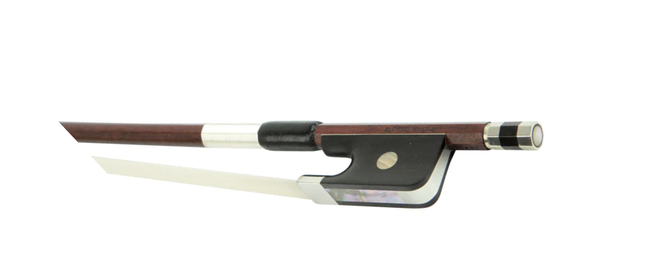 Image of an Alfred Cello Bow made fomr Pernambuco wood wiht Nickel and Silver mounting